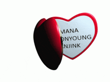 a heart with mana moonyoung written on it next to a picture of a man
