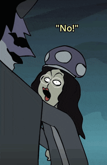 a cartoon character says " no " while standing next to another character