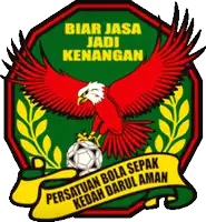 a red eagle is holding a soccer ball with the words biar jasa jadi kenangan