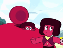 a cartoon character from cartoon network is standing next to two other characters