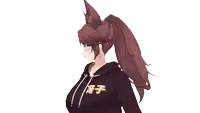 a close up of a girl wearing glasses and a ponytail