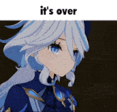 a picture of a girl with the words " it 's over " above it