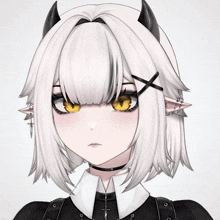 a drawing of a girl with horns and a choker