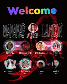 a welcome sign for mananap and lamion with a scorpion