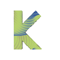 a letter k that is green and blue