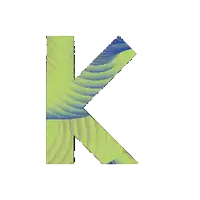 a letter k that is green and blue