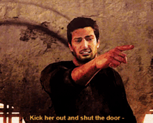 Uncharted Kick Her Out GIF - Uncharted Kick Her Out Shut The Door GIFs
