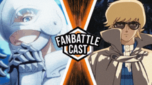 a poster for a fan battle cast shows a man and a woman