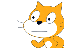 a cartoon cat with big eyes and a white nose