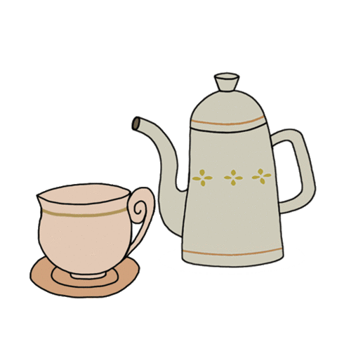 Teacups Tea Set Sticker - Teacups Tea Set Macchiato Stickers