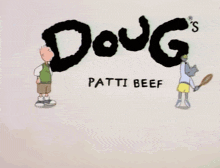 a cartoon of dong 's patti beef is displayed on a white background