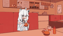 cute girl eating burger fbk hololive animation