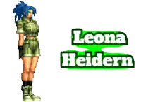 a video game character named leona heidern with a green background
