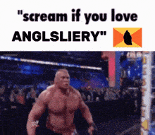a meme of a wrestling match with the words " scream if you love anglsiery "