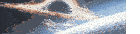 a picture of a black hole in space with a planet in the foreground