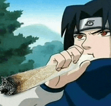 a cartoon character is smoking a marijuana cigarette .