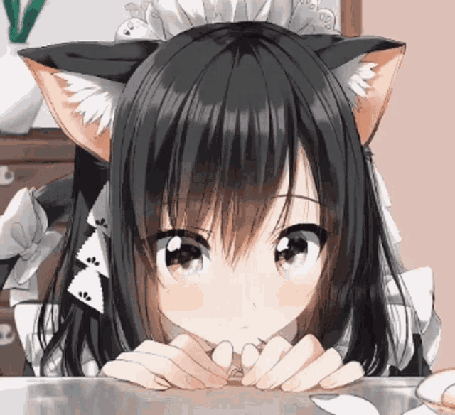Nekopara French maid Anime Catgirl, Anime, purple, black Hair png | PNGEgg