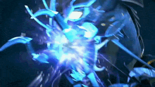 a blue light is coming out of a person 's body
