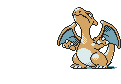 a pixel art drawing of a dragon with its mouth open and a ball in the background .