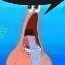 patrick star from spongebob squarepants is crying with his mouth wide open