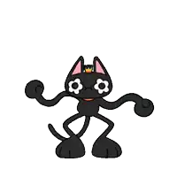 a cartoon black cat with a crown on its head is dancing .