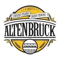 a logo for altenbruck with a bridge and wheat ears