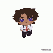an animated drawing of a man wearing a white shirt and tie