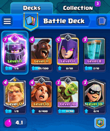 a screenshot of a clash of clans game showing the battle deck