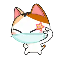 a calico cat wearing a face mask with a star on its forehead
