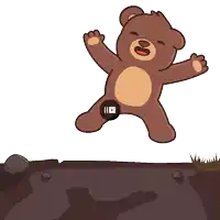 a cartoon of a teddy bear jumping in the air with a youtube logo in the background