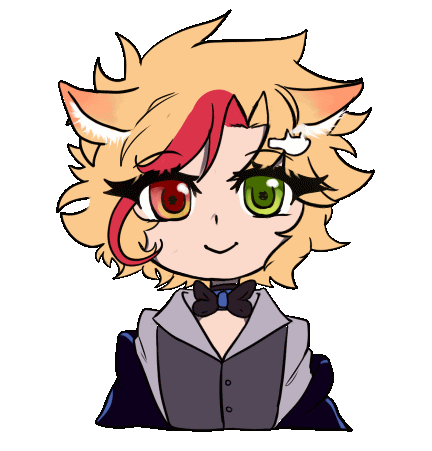 a chibi drawing of a girl with red hair and green eyes