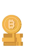a stack of gold coins with a gold coin with the letter b on it