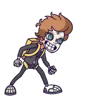 a cartoon drawing of a man with a backpack