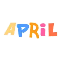 the word april is written in a variety of colors