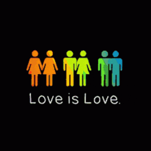 a poster that says love is love with rainbow colored people