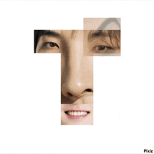the letter t is made up of a man 's nose and eyebrows
