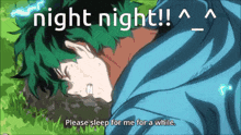 a cartoon of a person laying down with the words night night written above him