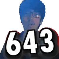 a man with glasses and the number 643 behind him