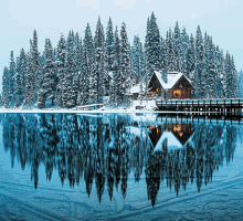 Winter Image Snow Falling On Lake GIF - Winter Image Snow Falling On Lake Canadian Lodge In Winter GIFs