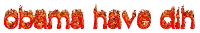 the word obama is written in red with flames coming out of it