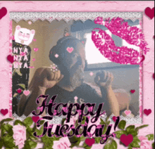 a happy tuesday greeting card with a picture of a man