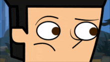a close up of a cartoon character 's face