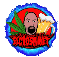 a logo for elcrosminet with a man and a beer mug