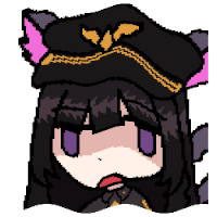 a pixel art drawing of a girl wearing a black hat with pink ears