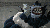a cartoon drawing of a monster with a crown on his head