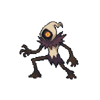 a pixel art drawing of a monster with a big eye and a hat .