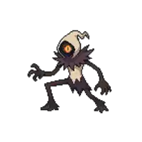 a pixel art drawing of a monster with a big eye and a hat .