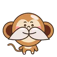 a cartoon monkey with a big white mustache and a pink cheek