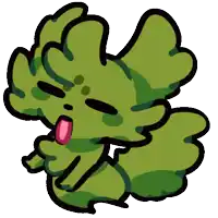 a cartoon drawing of a green monster with its tongue hanging out