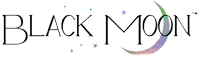 a logo for black moon with a crescent moon